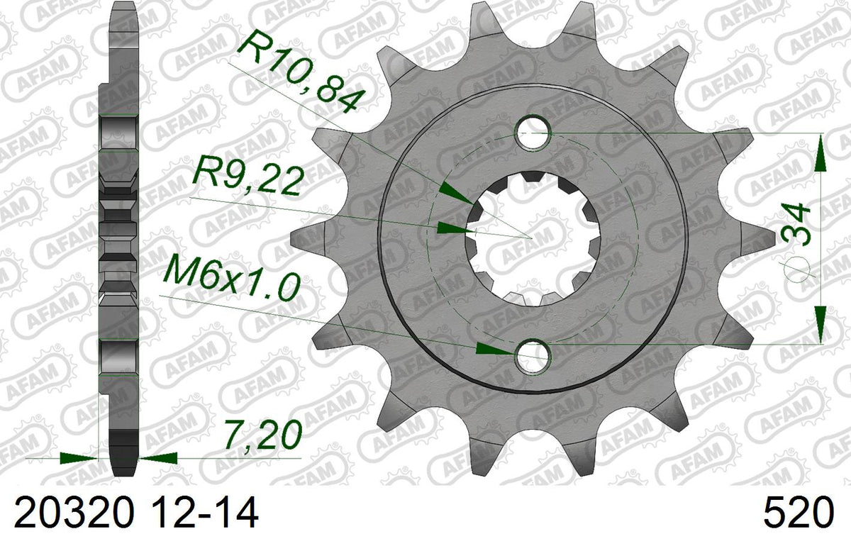 AFAM Xs-Ring Reinforced Plus Chain & Steel Sprocket Kit, 520 (OE Pitch) - Gold 108 link Xs-Ring Reinforced Plus chain, 14T steel/36T Steel s – Honda CB 300 FA ABS F,G,J,K 2015–2019 / Honda CBR300R 2014–2019