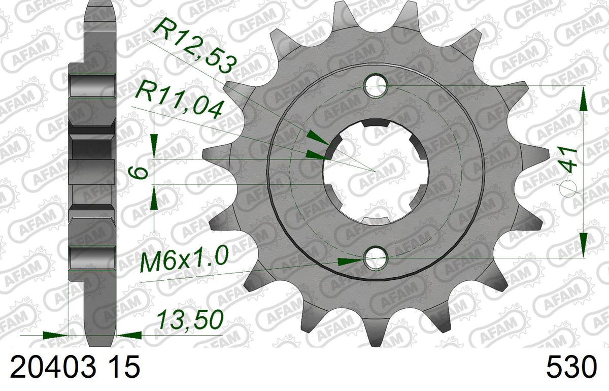AFAM Reinforced Chain & Steel Sprocket Kit, 530 (OE Pitch) - Plain Steel 108 link Reinforced chain, 15T steel/46T Steel sprockets – Honda VF400F 1983–1985