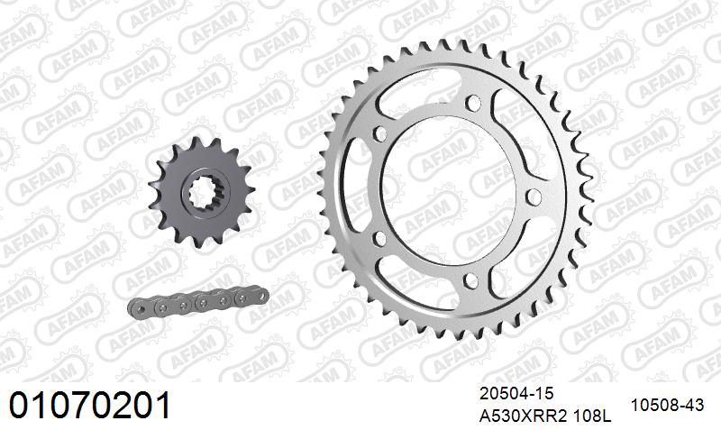 AFAM XS-ring Extra Reinforced Chain & Steel Sprocket Kit, 530 (OE Pitch) - Plain Steel 108 link XS-ring Extra Reinforced chain, 15T steel/43 – Honda CBR600F 1991–1996