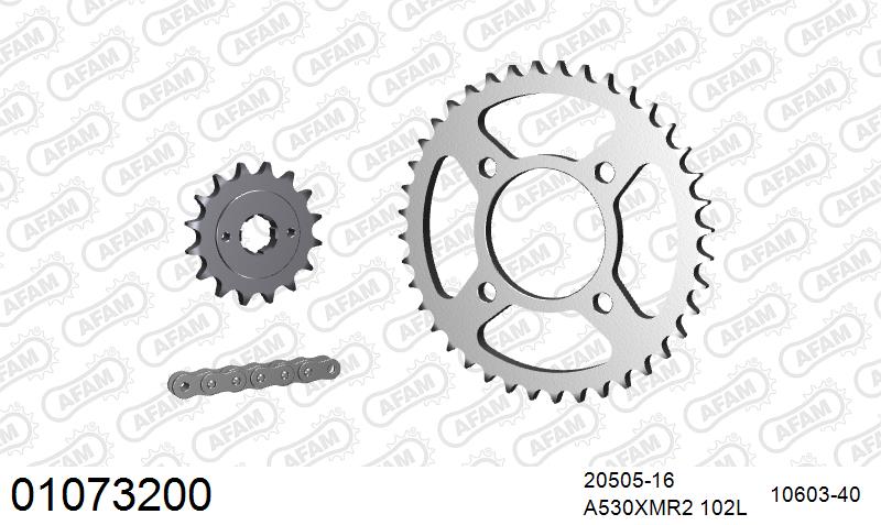 AFAM XS-ring Extra Reinforced Chain & Steel Sprocket Kit, 530 (OE Pitch) - Plain Steel 102 link XS-ring Extra Reinforced chain, 16T steel/40 – Honda CB650 / C 1979–1981