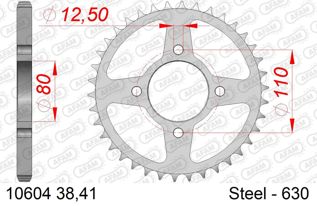 AFAM O-ring reinforced Chain & Steel Sprocket Kit, 630 (OE Pitch) - Plain Steel 88 link O-ring reinforced chain, 15T steel/41T Steel sprocke