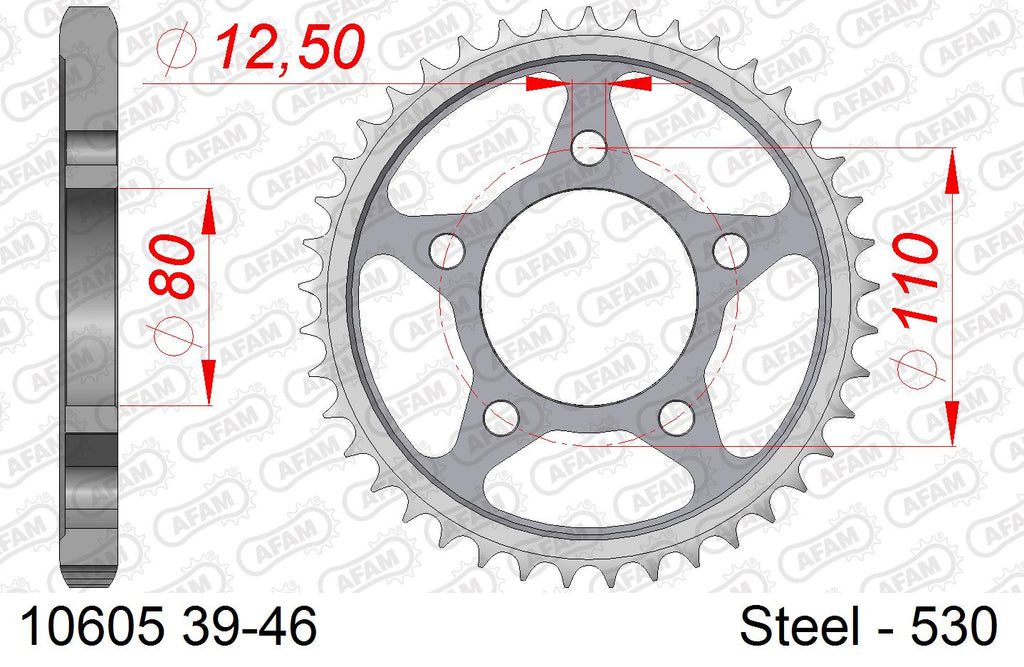 AFAM XS-ring super reinforced Chain & Steel Sprocket Kit, 530 (OE Pitch) - Gold 116 link XS-ring super reinforced chain, 17T steel/42T Steel