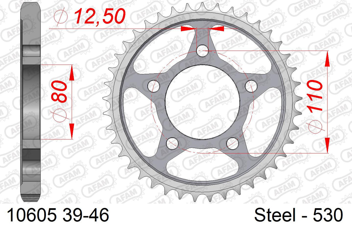 AFAM XS-ring super reinforced Chain & Steel Sprocket Kit, 530 (OE Pitch) - Gold 116 link XS-ring super reinforced chain, 17T steel/42T Steel