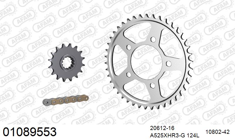 AFAM XS-ring Hyper reinforced Chain & Steel Sprocket Kit, 525 (OE Pitch) (01089553)