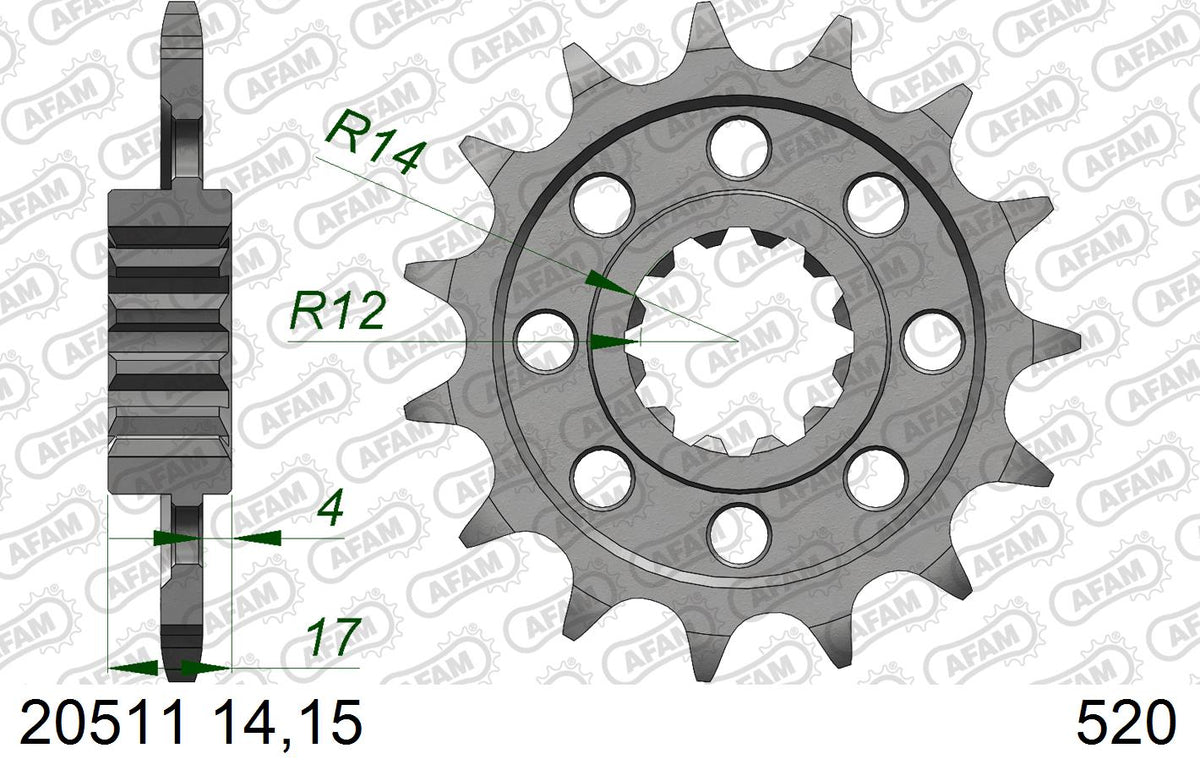 AFAM XS-ring super reinforced Chain & Alu Sprocket Kit, 520 conversion - Gold 108 link XS-ring super reinforced chain, 15T steel/43T Alu spr – Honda CBR600F 1991–1996