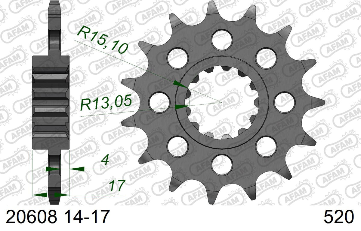 AFAM XS-ring Hyper reinforced Chain & Alu Sprocket Kit, 520 conversion - Gold 114 link XS-ring Hyper reinforced chain, 16T steel/43T Alu spr – Honda CB900 Hornet 2002–2006