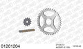 AFAM Reinforced Chain & Steel Sprocket Kit, 420 (OE Pitch) - Gold 100 link Reinforced chain, 13T steel/42T Steel sprockets