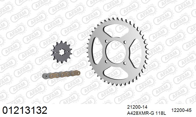 AFAM Xs-Ring Reinforced Chain & Steel Sprocket Kit, 428 (OE Pitch) – Yamaha YBR125 / Custom 2005–2006
