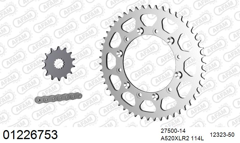 AFAM Xs-Ring Reinforced Plus Chain & Steel Sprocket Kit, 520 (OE Pitch) (01226753)