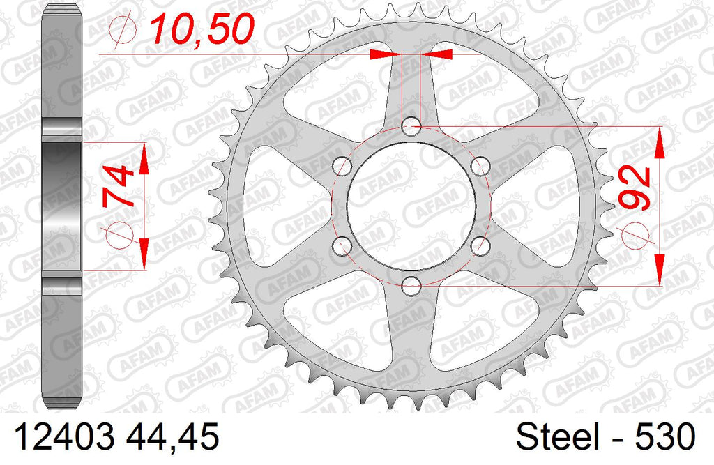 AFAM Reinforced Chain & Steel Sprocket Kit, 530 (OE Pitch) - Plain Steel 102 link Reinforced chain, 16T steel/44T Steel sprockets