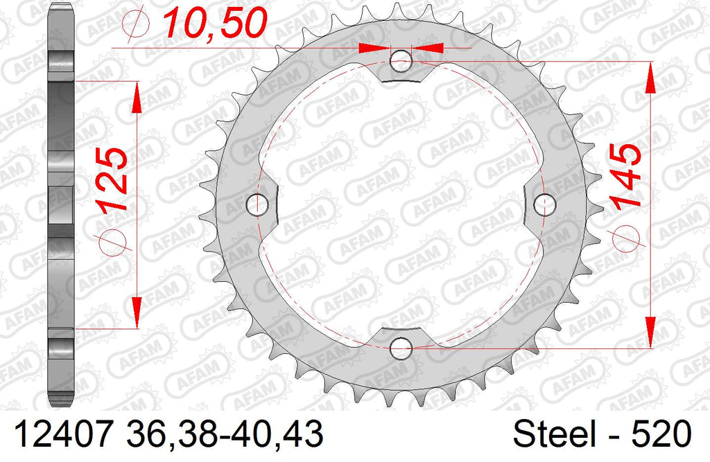 AFAM Xs-Ring Reinforced Plus Chain & Steel Sprocket Kit, 520 (OE Pitch) - Gold 98 link Xs-Ring Reinforced Plus chain, 14T steel/38T Steel sp – Yamaha YFZ450 ATV 2009–2026