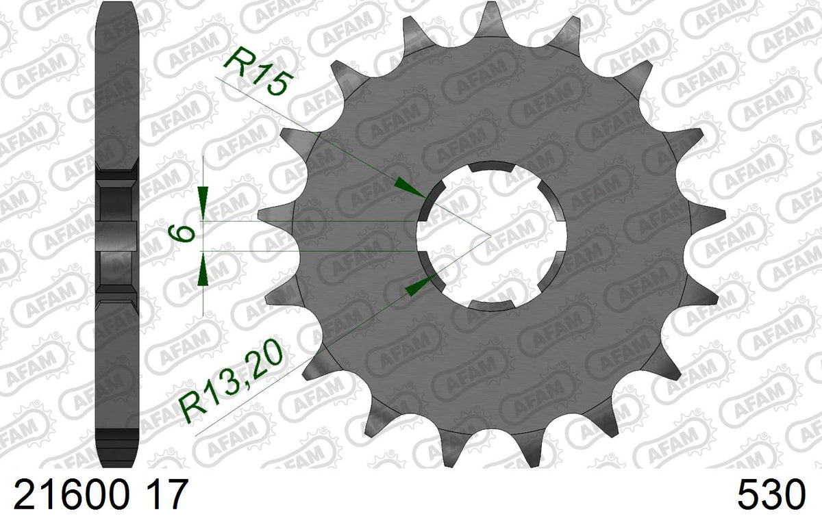 AFAM XS-ring Extra Reinforced Chain & Steel Sprocket Kit, 530 (OE Pitch) - Plain Steel 104 link XS-ring Extra Reinforced chain, 17T steel/33