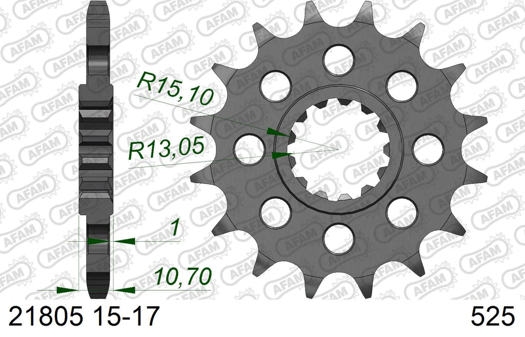 AFAM XS-ring Hyper reinforced Chain & Steel Sprocket Kit, 525 conversion - Gold 114 link XS-ring Hyper reinforced chain, 16T steel/43T Steel