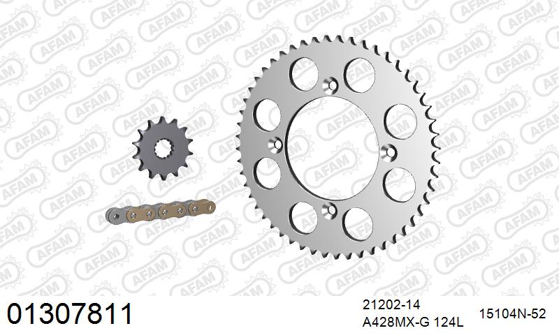 AFAM MX Racing Chain & Alu Sprocket Kit, 428 (OE Pitch) – Yamaha YZ 85 F,G,H,J 2015–2018 / Yamaha YZ85 2002–2011