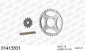 AFAM Reinforced Chain & Steel Sprocket Kit, 428 (OE Pitch) - Gold 124 link Reinforced chain, 15T steel/41T Steel sprockets