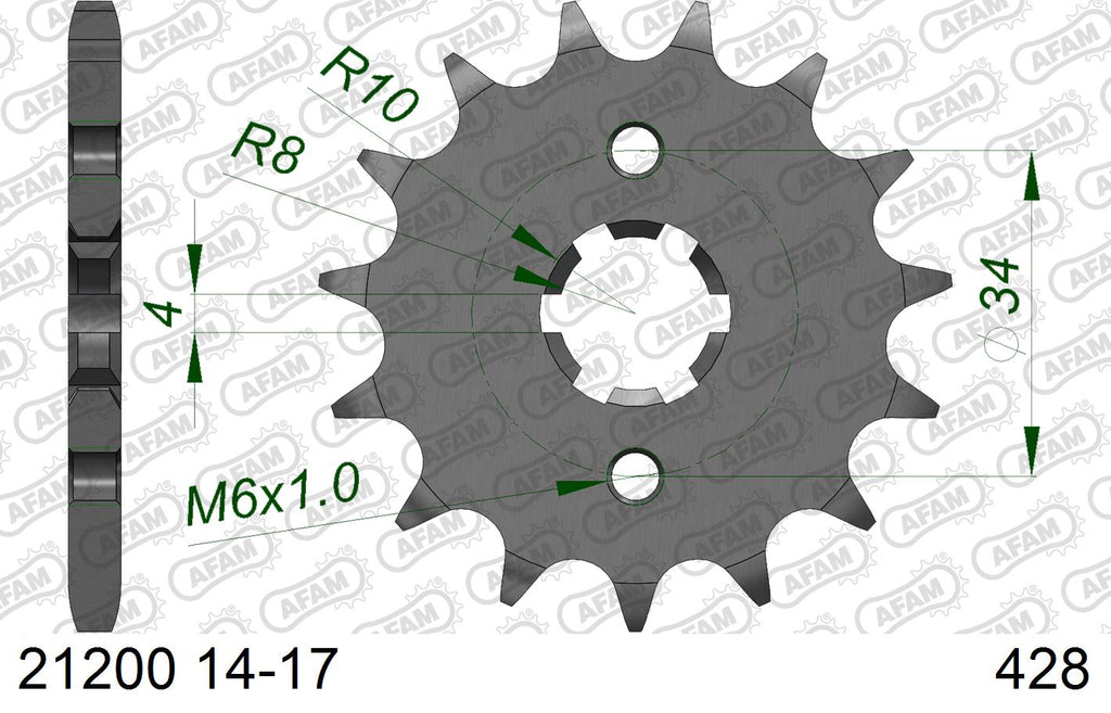 AFAM Reinforced Chain & Steel Sprocket Kit, 428 (OE Pitch) - Gold 130 link Reinforced chain, 16T steel/50T Steel sprockets – Suzuki DR125 SM 2009–2013