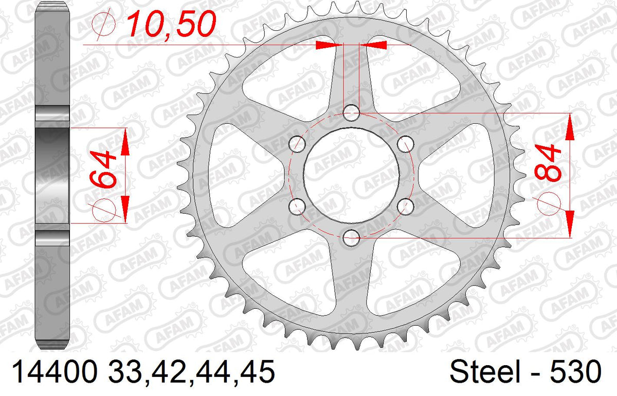AFAM XS-ring Extra Reinforced Chain & Steel Sprocket Kit, 530 (OE Pitch) - Plain Steel 104 link XS-ring Extra Reinforced chain, 14T steel/42 – Suzuki GT380 1974–1977