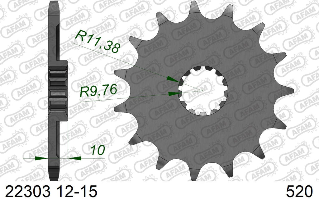 AFAM Xs-Ring Reinforced Plus Chain & Steel Sprocket Kit, 520 (OE Pitch) - Gold 112 link Xs-Ring Reinforced Plus chain, 14T steel/47T Steel s