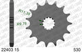 AFAM Reinforced Chain & Steel Sprocket Kit, 530 (OE Pitch) - Plain Steel 106 link Reinforced chain, 15T steel/38T Steel sprockets