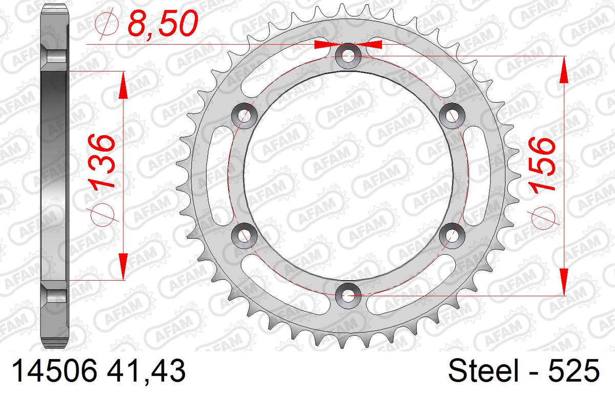 AFAM XS-ring Extra Reinforced Chain & Steel Sprocket Kit, 525 (OE Pitch) - Plain Steel 110 link XS-ring Extra Reinforced chain, 15T steel/41 – Suzuki DR650 1996–2006