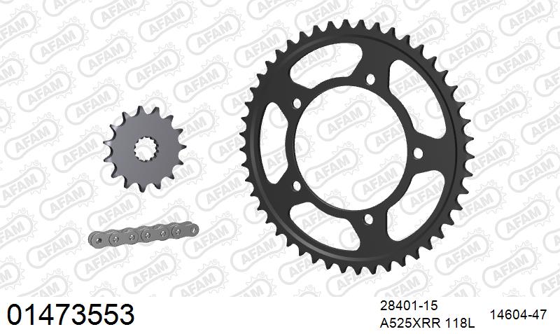 AFAM XS-ring Extra Reinforced Chain & Steel Sprocket Kit, 525 (OE Pitch) (01473553)