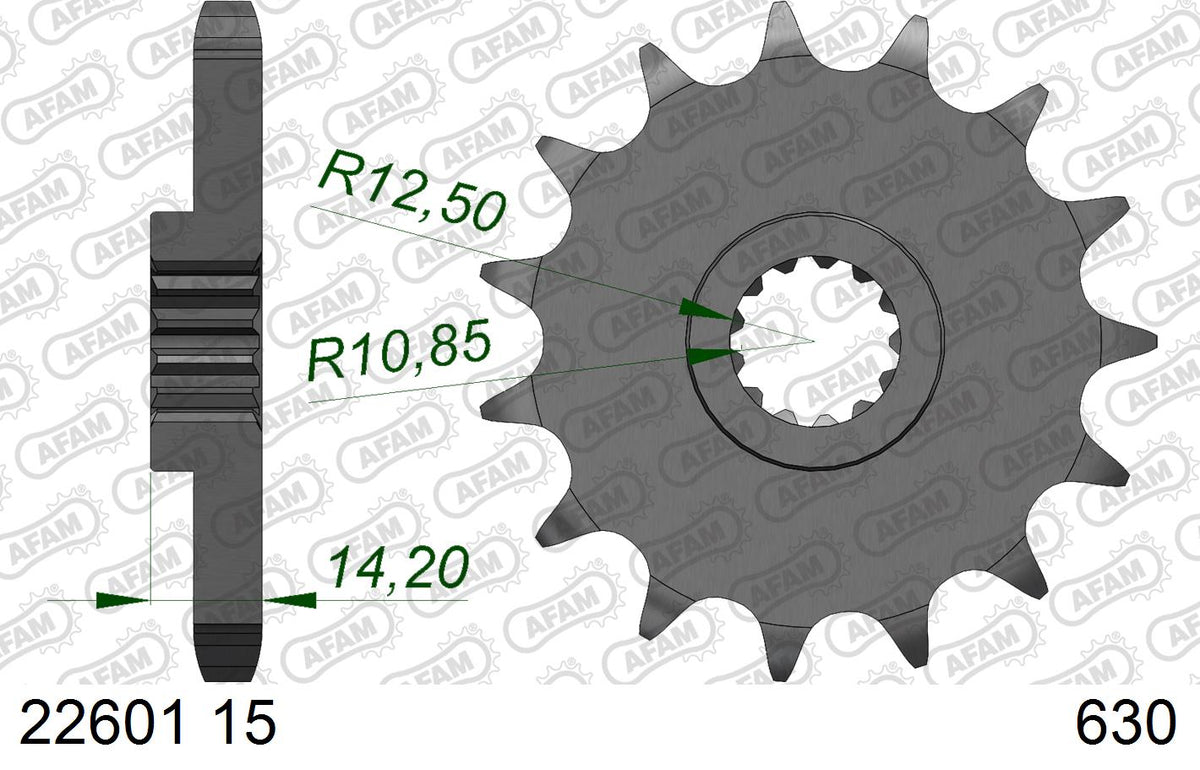 AFAM O-ring reinforced Chain & Steel Sprocket Kit, 630 (OE Pitch) - Plain Steel 96 link O-ring reinforced chain, 15T steel/42T Steel sprocke