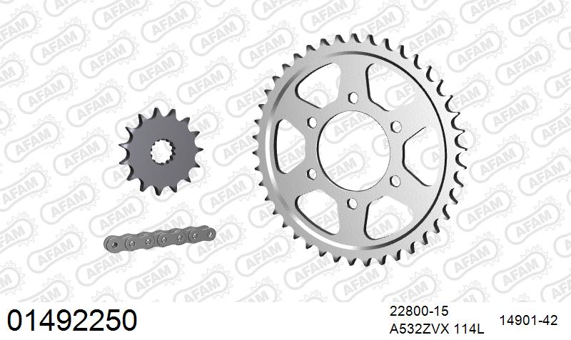 AFAM XS-ring special reinforced Chain & Steel Sprocket Kit, 532 conversion - Plain Steel 114 link XS-ring special reinforced chain, 15T stee – Suzuki GSX-R1100 1993–1994