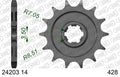 AFAM Standard Chain & Steel Sprocket Kit, 428 (OE Pitch) - Plain Steel 124 link Standard chain, 14T steel/47T Steel sprockets – Kawasaki KLX125 2010–2011