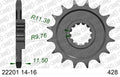 AFAM Standard Chain & Steel Sprocket Kit, 428 (OE Pitch) - Plain Steel 130 link Standard chain, 14T steel/57T Steel sprockets