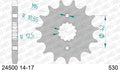 AFAM Reinforced Chain & Steel Sprocket Kit, 530 (OE Pitch) - Plain Steel 102 link Reinforced chain, 15T steel/39T Steel sprockets