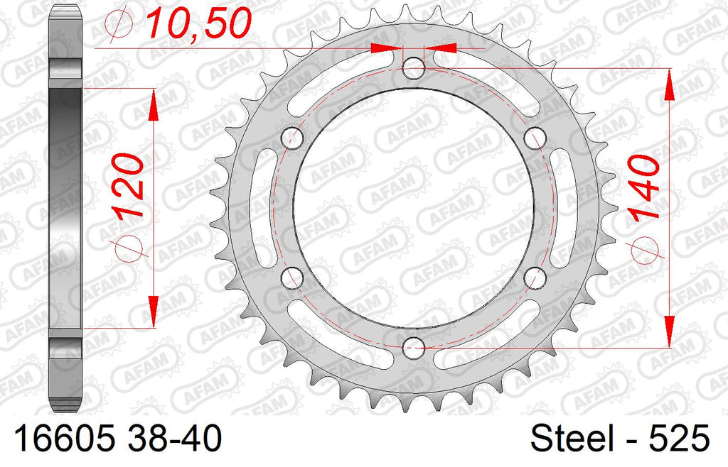 AFAM XS-ring Extra Reinforced Chain & Steel Sprocket Kit, 525 (OE Pitch) - Plain Steel 108 link XS-ring Extra Reinforced chain, 15T steel/40 – Kawasaki ZX-6R 1995–1997