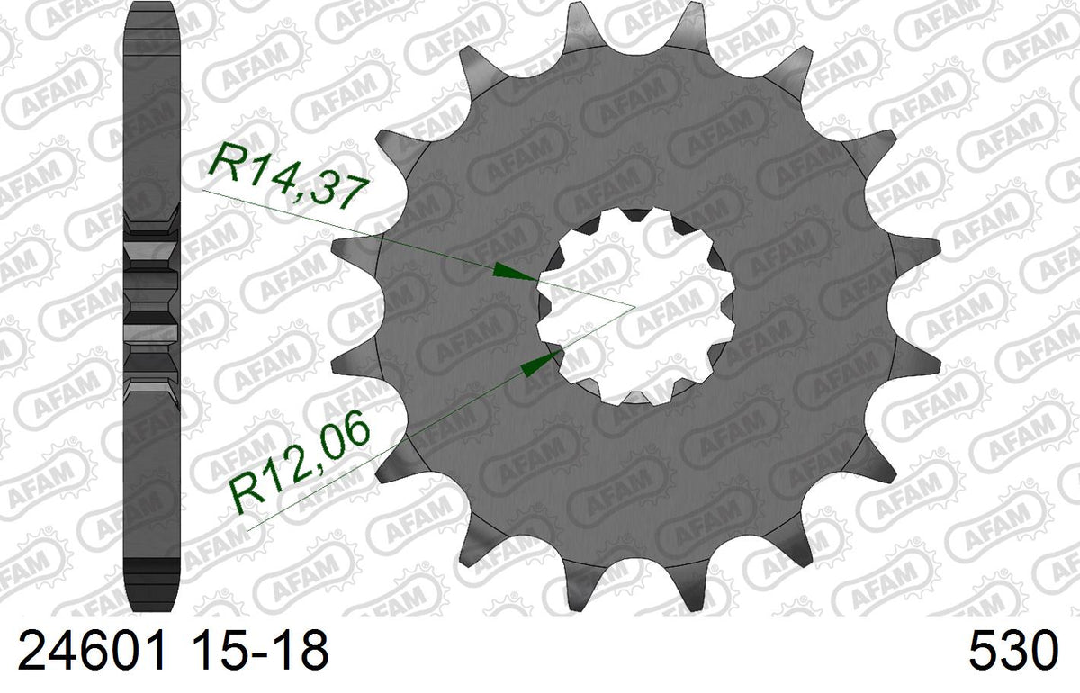 AFAM Reinforced Chain & Steel Sprocket Kit, 530 (OE Pitch) - Plain Steel 112 link Reinforced chain, 16T steel/49T Steel sprockets