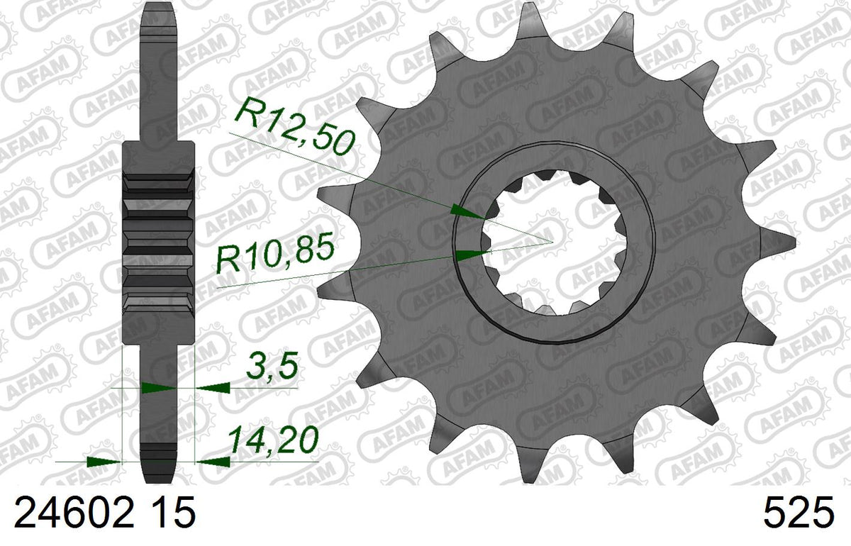 AFAM XS-ring Extra Reinforced Chain & Steel Sprocket Kit, 525 (OE Pitch) - Plain Steel 106 link XS-ring Extra Reinforced chain, 15T steel/39 – Kawasaki Zephyr 750 1995–1997