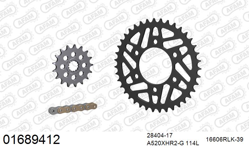 AFAM XS-ring Hyper reinforced Chain & Racing Superlight Steel Sprocket Kit, 520 conversion - Gold 114 link XS-ring Hyper reinforced chain, 1 – Kawasaki ZX-10R / RR 2016–2020
