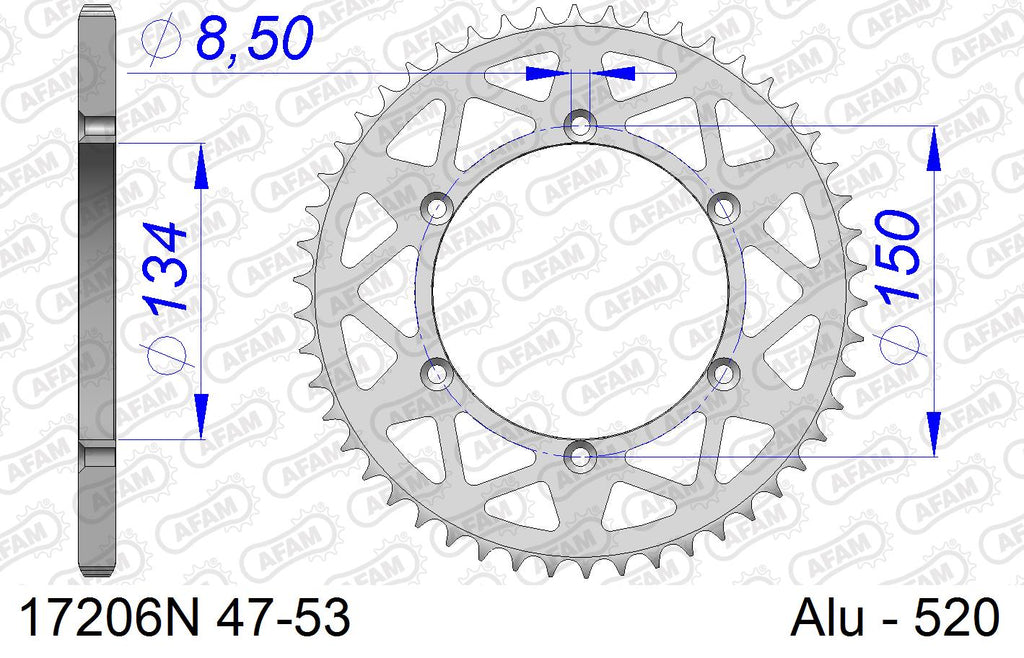 AFAM Xs-Ring Reinforced Plus Chain & Alu Sprocket Kit, 520 (OE Pitch) - Gold 112 link Xs-Ring Reinforced Plus chain, 13T steel/48T Alu sproc