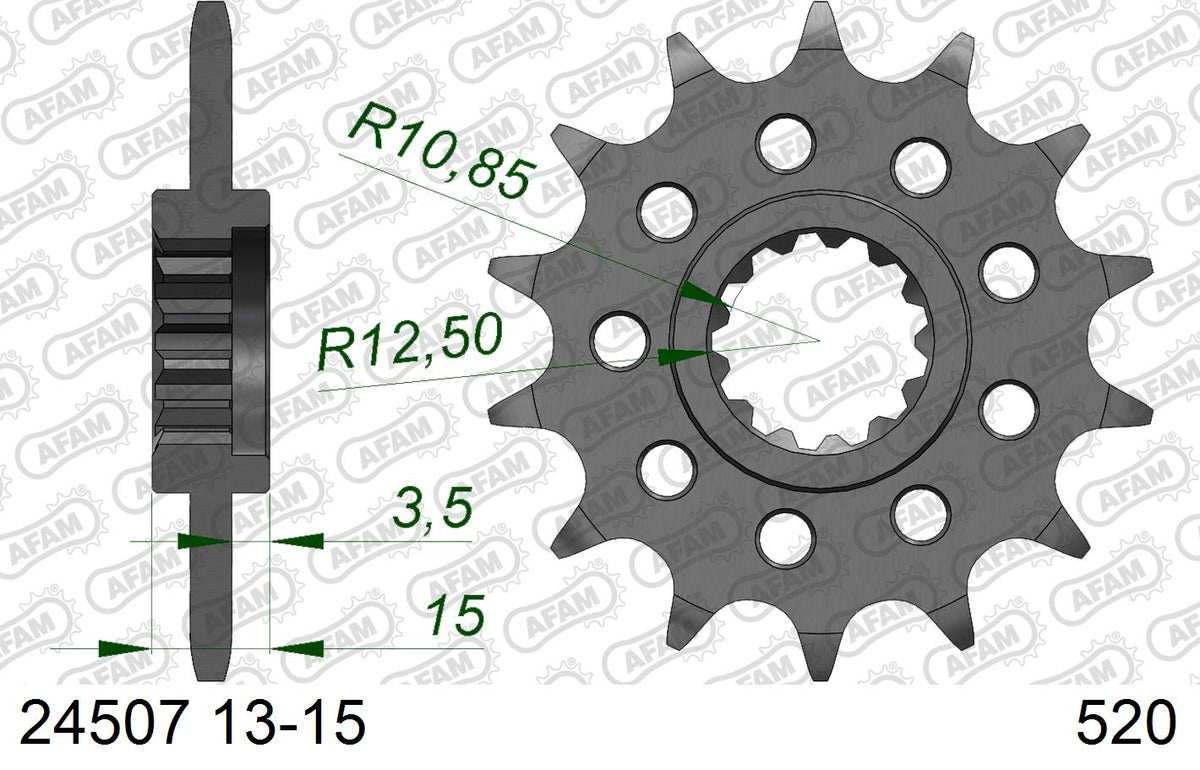 AFAM XS-ring super reinforced Chain & Alu Sprocket Kit, 520 conversion - Gold 108 link XS-ring super reinforced chain, 15T steel/40T Alu spr – Kawasaki ZX-6R 1995–1997