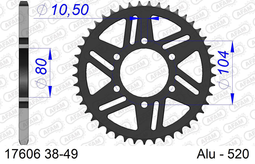 AFAM XS-ring super reinforced Chain & Alu Sprocket Kit, 520 (OE Pitch) - Gold 112 link XS-ring super reinforced chain, 16T steel/43T Alu spr