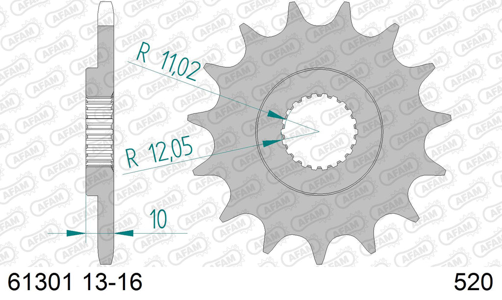 AFAM XS-ring Extra Reinforced Chain & Steel Sprocket Kit, 520 (OE Pitch) - Plain Steel 110 link XS-ring Extra Reinforced chain, 16T steel/47 (03573501)