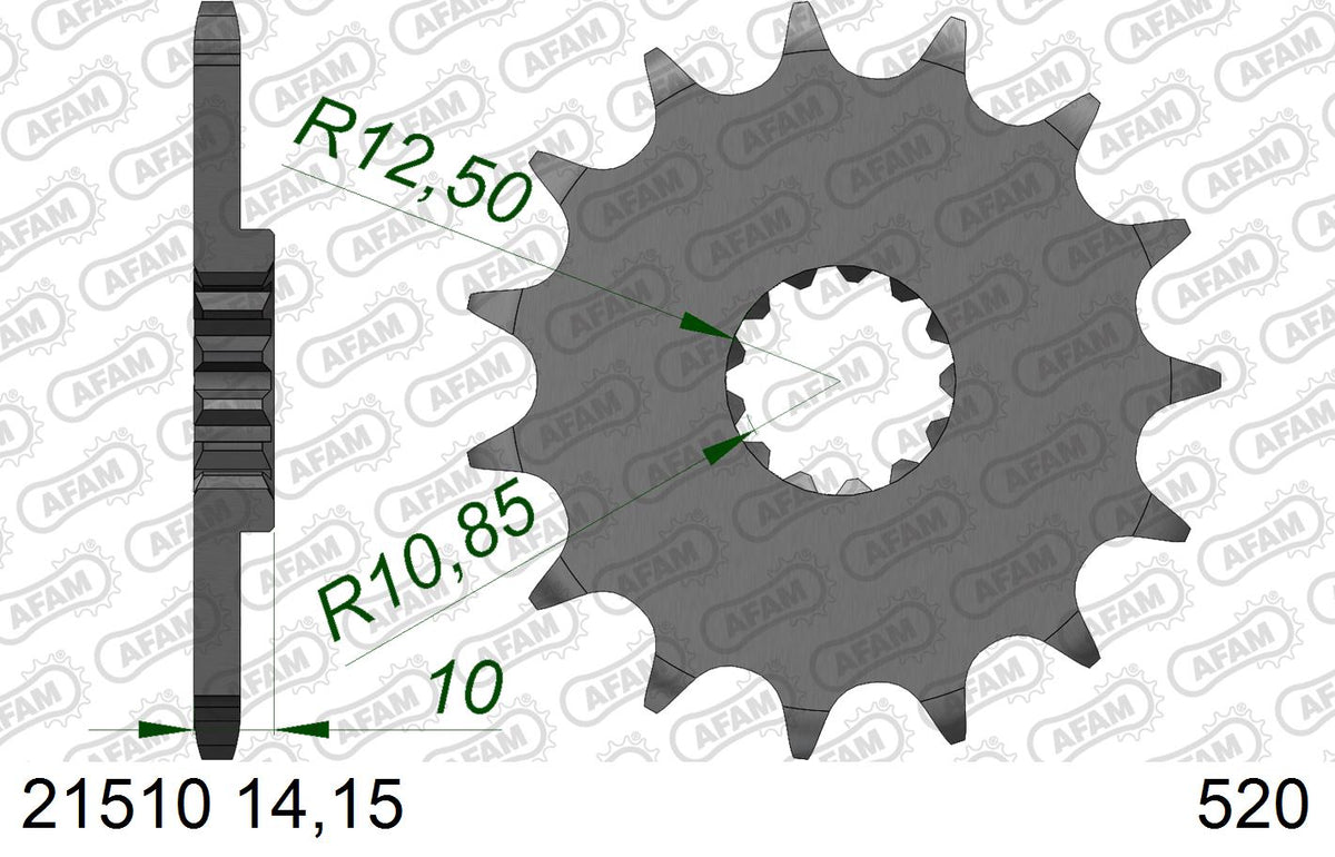AFAM XS-ring Extra Reinforced Chain & Steel Sprocket Kit, 520 (OE Pitch) - Plain Steel 110 link XS-ring Extra Reinforced chain, 15T steel/44 – Aprilia Pegaso 650 2006–2009 / Aprilia Pegaso Trail (650cc) 2007–2008