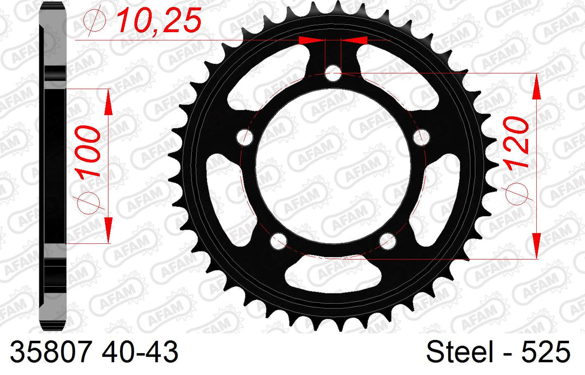 AFAM XS-ring Hyper reinforced Chain & Steel Sprocket Kit, 525 (OE Pitch) - Gold 110 link XS-ring Hyper reinforced chain, 16T steel/42T Steel