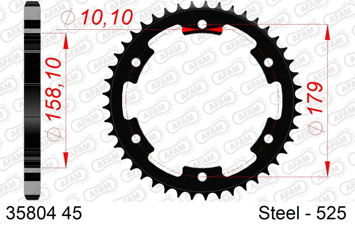 AFAM XS-ring Hyper reinforced Chain & Steel Sprocket Kit, 525 (OE Pitch) - Gold 112 link XS-ring Hyper reinforced chain, 17T steel/45T Steel