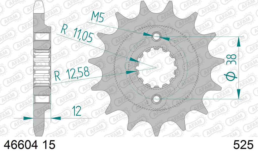 AFAM XS-ring super reinforced Chain & Steel Sprocket Kit, 525 (OE Pitch) - Gold 108 link XS-ring super reinforced chain, 15T steel/45T Steel – Cagiva Gran Canyon (900cc) 1998–2000