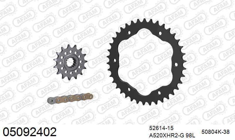 AFAM XS-ring Hyper reinforced Chain & Steel Sprocket Kit, 520 conversion PCD3