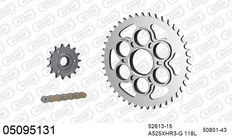 AFAM XS-ring Hyper reinforced Chain & Steel Sprocket Kit, 525 (OE Pitch) – Ducati Diavel 1200 2011–2018