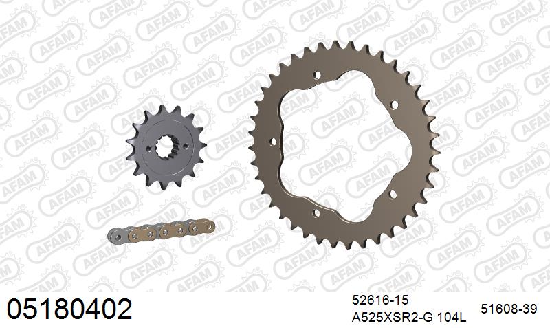 AFAM XS-ring super reinforced Chain & Alu Sprocket Kit, 525 conversion PCD2 – Ducati Monster 796 2010–2014