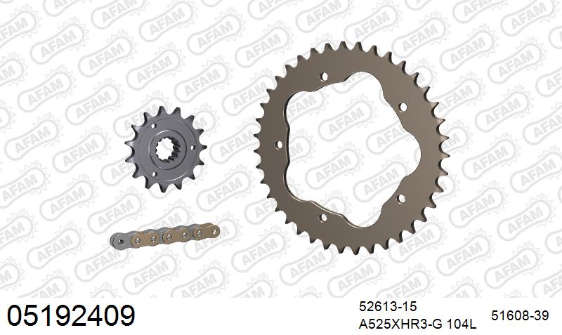 AFAM XS-ring Hyper reinforced Chain & Alu Sprocket Kit, 525 conversion PCD2 – Ducati Monster 1100 / S 2009–2010 / Ducati Monster 1100 Evo 2011–2013