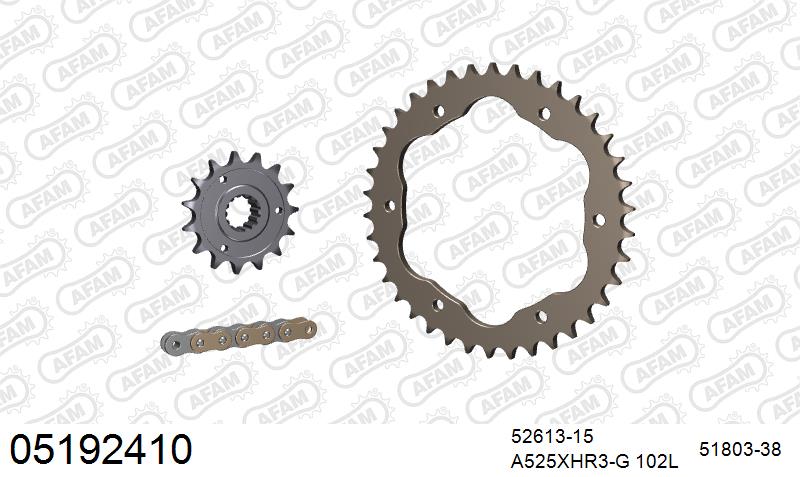 AFAM XS-ring Hyper reinforced Chain & Alu Sprocket Kit, 525 conversion PCD3 – Ducati Streetfighter / S (1100cc) 2009–2013