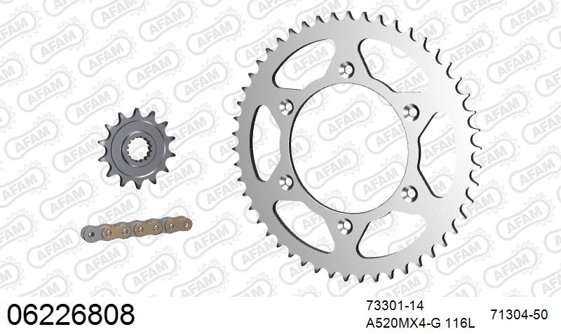 AFAM MX Racing GP Chain & Steel Sprocket Kit, 520 (OE Pitch) (06226808)