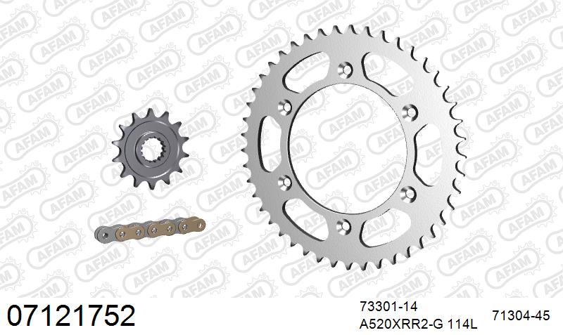 AFAM Xs-Ring Reinforced Plus Chain & Steel Sprocket Kit, 520 (OE Pitch) (07121752)