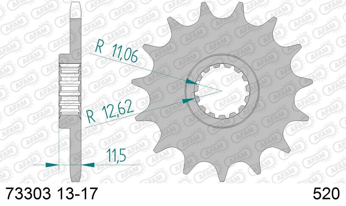 AFAM XS-ring super reinforced Chain & Steel Sprocket Kit, 520 (OE Pitch) - Gold 106 link XS-ring super reinforced chain, 17T steel/38T Steel